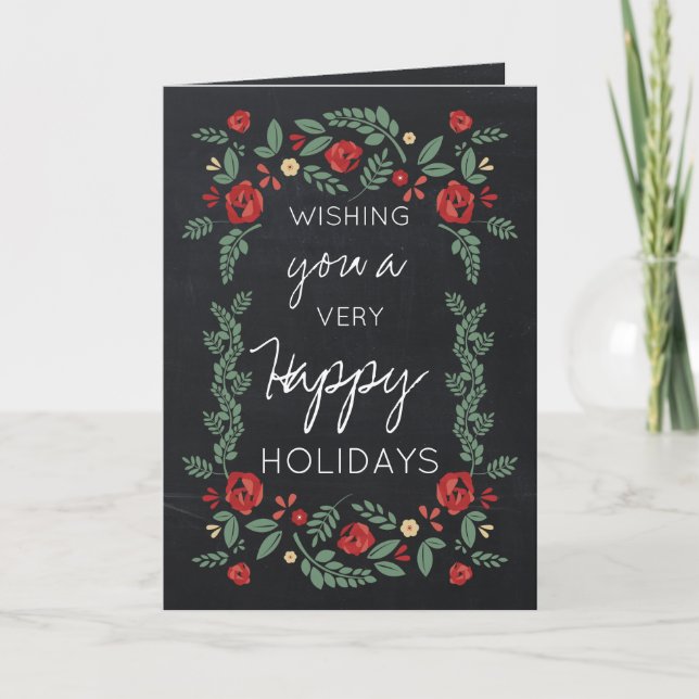 chalkboard floral garden holiday greeting (Front)