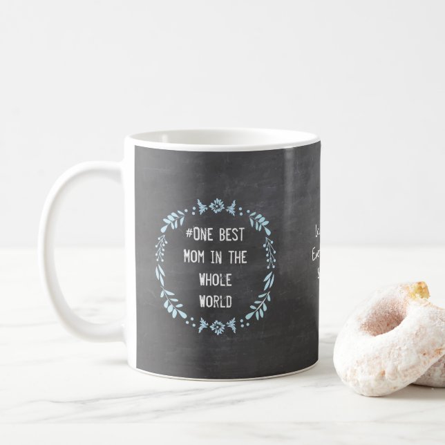Chalkboard Floral Garland Best Mom Mug (With Donut)