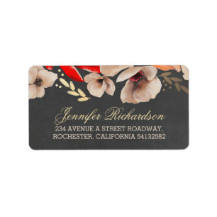 chalkboard floral gold wedding label
