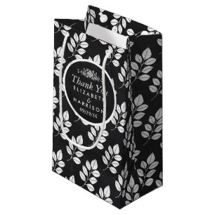Chalkboard Floral Leaf Wedding Favor Small Gift Bag
