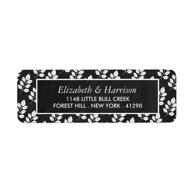 Chalkboard Floral Leaf Wedding Label (Front)
