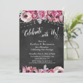 Chalkboard Floral Lights Celebrate with Us! Party Invitation (Standing Front)