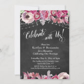 Chalkboard Floral Lights Celebrate with Us! Party Invitation (Front)