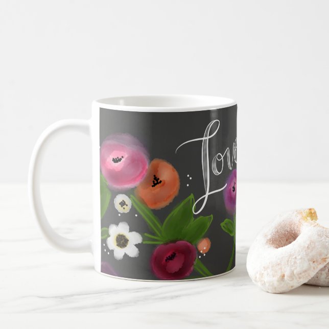 Chalkboard Floral LOVE Mug (With Donut)
