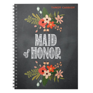 Chalkboard Floral Maid-of-Honor Notebook