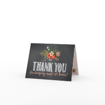 Chalkboard Floral Maid-of-Honor Thank You