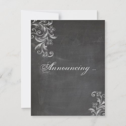 Chalkboard Floral Marriage Announcement