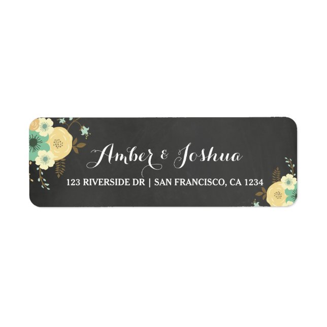 Chalkboard & Floral Return Address Label (Front)