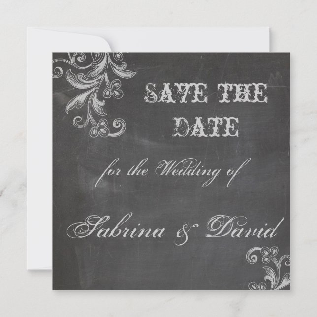 Chalkboard Floral Save the Date (Front)