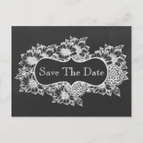 chalkboard floral save the date announcement postcard