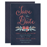 Chalkboard Floral Save the Date Card