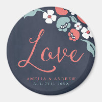 Chalkboard Floral Save the Date Love Wedding Magnet