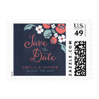 Chalkboard Floral Save the Date Postage
