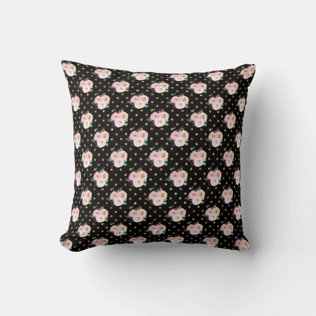 Chalkboard Floral Throw Pillow (Front)
