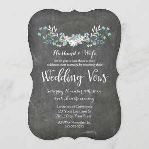 Chalkboard Floral Vintage Vow Renewal Invitation