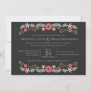 Chalkboard Floral Wedding Invitations