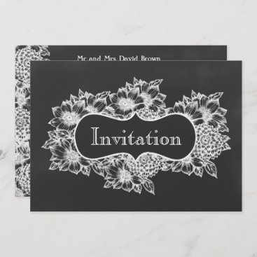 chalkboard floral wedding invites