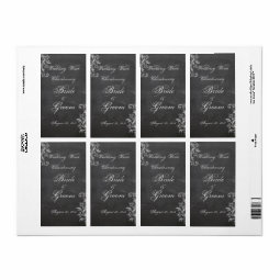 Chalkboard Floral Wedding Wine Label | Zazzle
