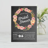 Chalkboard Floral Wreath Bridal Shower Invite (Standing Front)