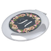 Chalkboard floral wreath monogram mirror compact (Turned)