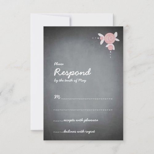 Chalkboard Floral Wreath Response Custom Announcements