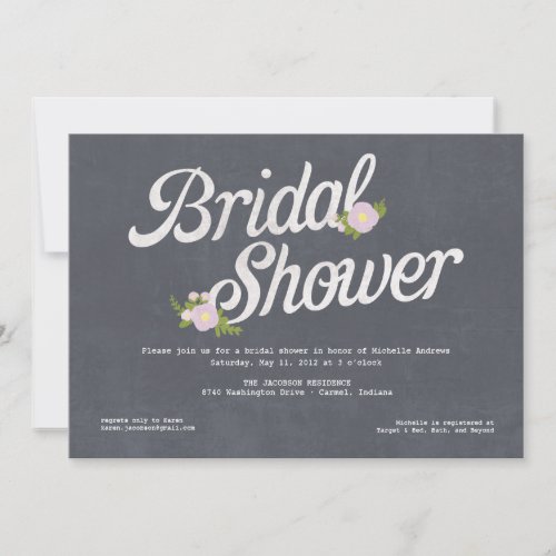 Chalkboard Florals Bridal Shower Invitation