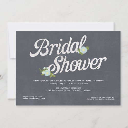 Chalkboard Florals Bridal Shower Invitation