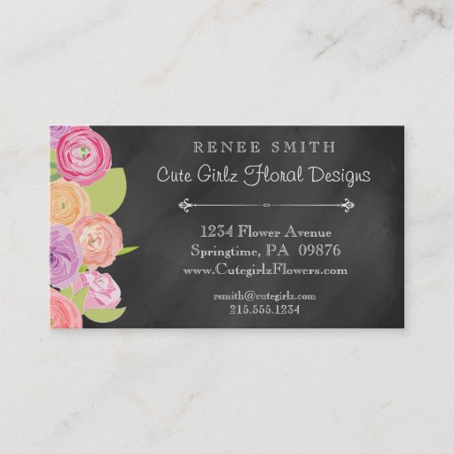 Customizable Chalkboard Florist & Floral Designer Business Card