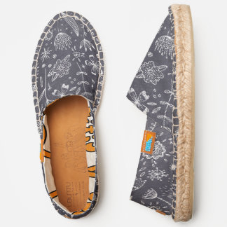 Chalkboard Flower Drawing Dark Grey Espadrilles
