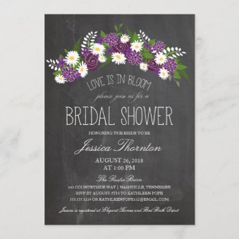 Chalkboard Flowers In Bloom Bridal Shower Invitation by labellarue at Zazzle
