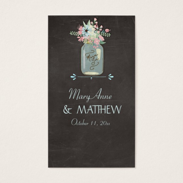 Chalkboard Flowers Rustic Mason Jar Modern Floral (Front)