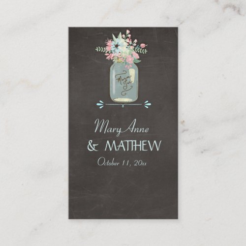 Chalkboard Flowers Rustic Mason Jar Modern Floral Place Card