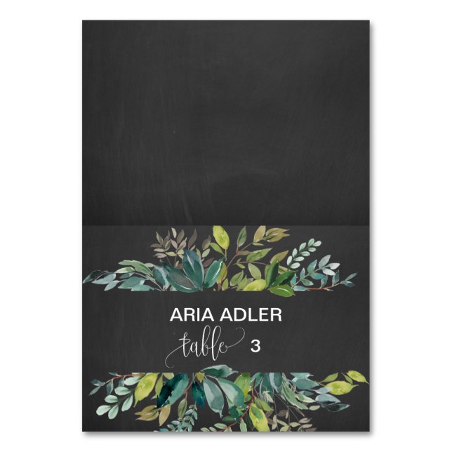 Chalkboard Foliage Escort Place Cards (Front)