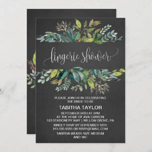 Chalkboard Foliage Lingerie Shower Invitation