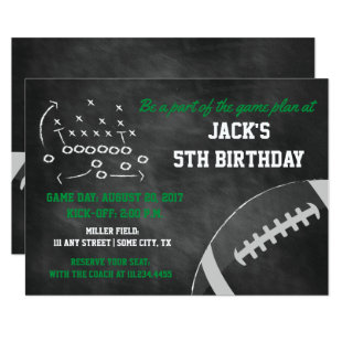 Chalkboard Football Themed Birthday Invite