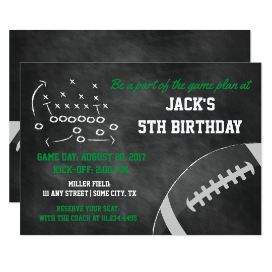 Chalkboard Football Themed Birthday Invite Chalkboard Football Themed Birthday Invite
