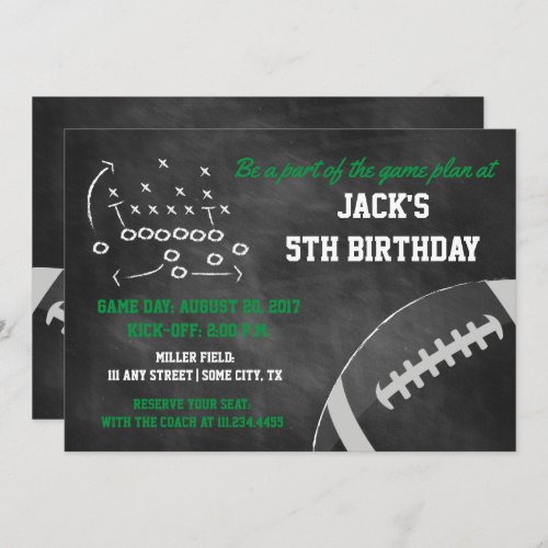 Chalkboard Football Themed Birthday Invite