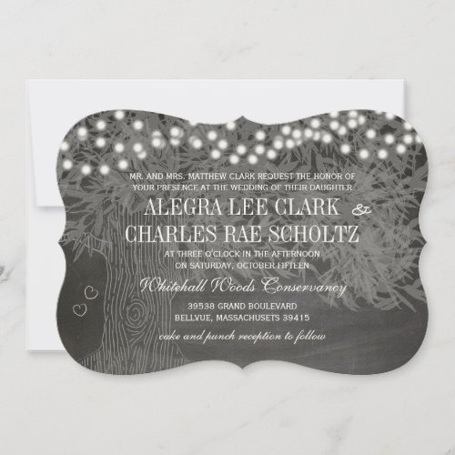 Chalkboard Forest Romantic Tree Wedding Invitation