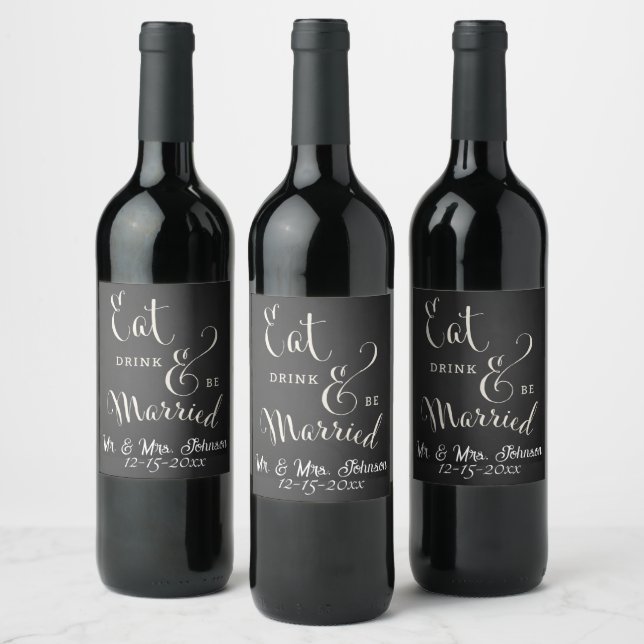 Chalkboard Forever and Always Wine Labels (Bottles)