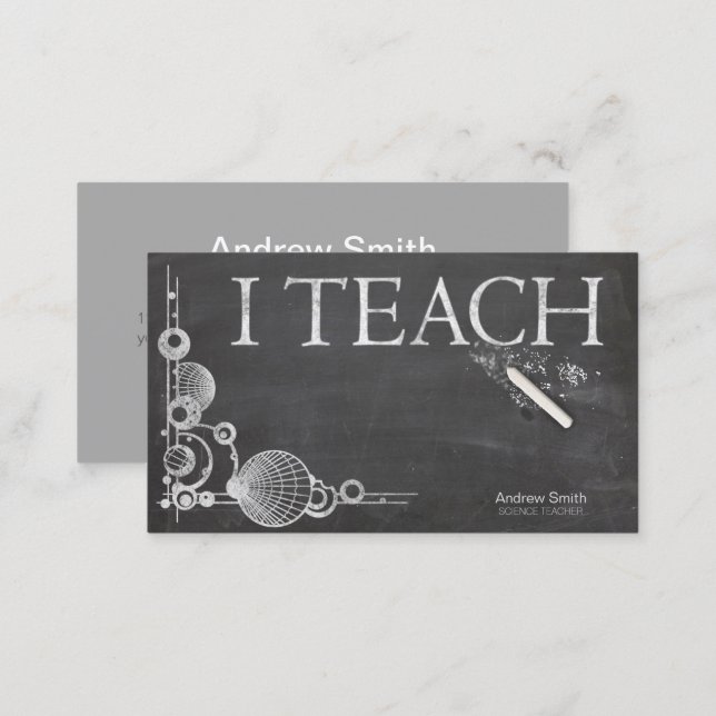 Chalkboard Formal 'I Teach' Business Card (Front/Back)