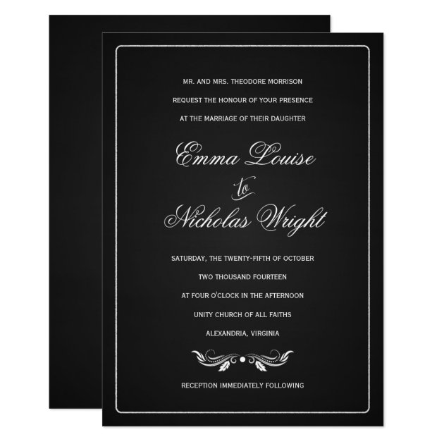 Chalkboard Formal Typography Wedding Invitations