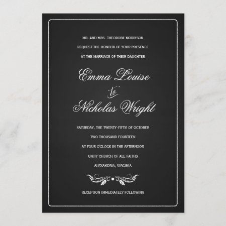 Chalkboard Formal Typography Wedding Invitations