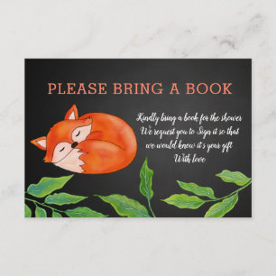 Chalkboard Fox Bring A Book Baby Shower Invitation