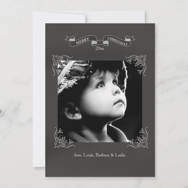 Chalkboard Frame Holiday Photo Card (Front)