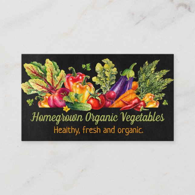 Chalkboard Fresh Homegrown Vegetable Business Card (Front)