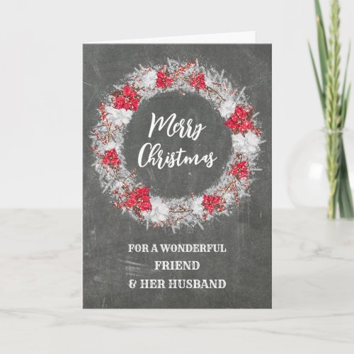 Chalkboard Friend  Her Husband Merry Christmas Card