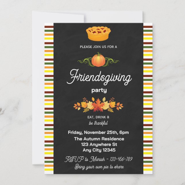 Chalkboard Friendsgiving Party Invitation (Front)