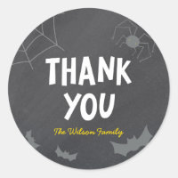 Chalkboard Frightful Creatures Halloween Thank You Classic Round Sticker