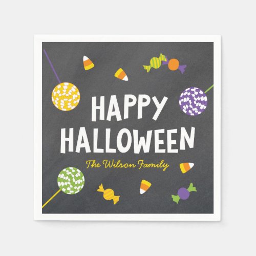 Chalkboard Frightful Creatures Happy Halloween Paper Napkins