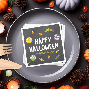 Chalkboard Frightful Creatures Happy Halloween Paper Napkins